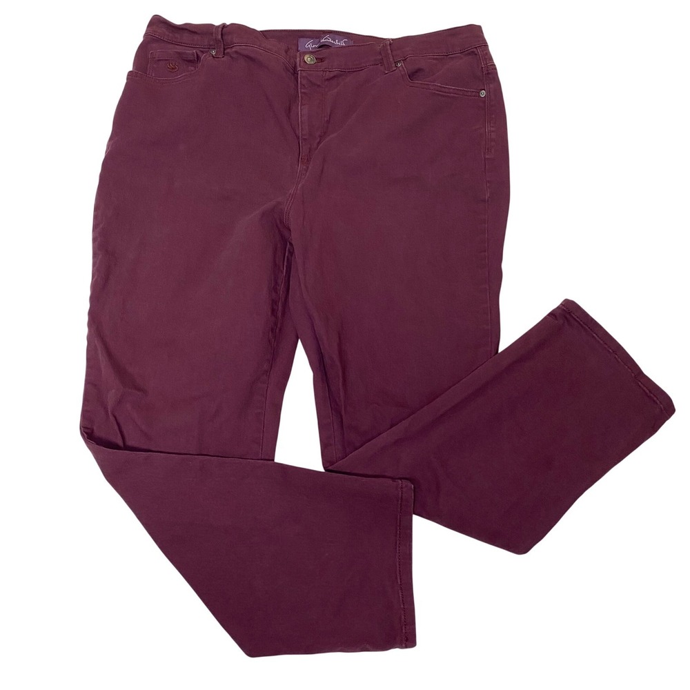 Gloria Vanderbilt Amanda Women's Plus 18W Burgundy Straight Leg Jeans 30x29